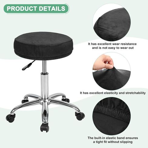 2-Pack Bar Stool Covers Round, for 12-14 Inch Velvet Washable Stool Cushion Slipcover with Elastic Bands for Bar Stool/Round Cushion [Black] in Saudi Arabia