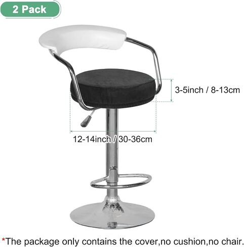 2-Pack Bar Stool Covers Round, for 12-14 Inch Velvet Washable Stool Cushion Slipcover with Elastic Bands for Bar Stool/Round Cushion [Black] in Saudi Arabia
