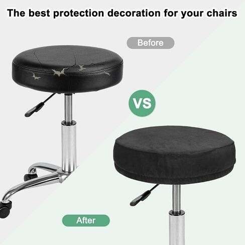2-Pack Bar Stool Covers Round, for 12-14 Inch Velvet Washable Stool Cushion Slipcover with Elastic Bands for Bar Stool/Round Cushion [Black] in Saudi Arabia