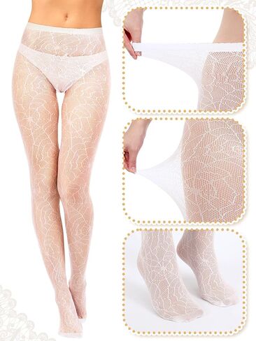 Bencaileor Women Fishnet Stocking ضيق جمجمة العنكبوت ويب Legging ضيق حفرة صغيرة نمط الجوارب الداخلية عالية الخصر الدانتيل in Kuwait