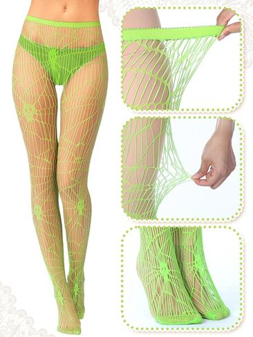 Bencaileor Women Fishnet Stocking ضيق جمجمة العنكبوت ويب Legging ضيق حفرة صغيرة نمط الجوارب الداخلية عالية الخصر الدانتيل in Kuwait