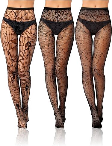 Bencailor Women Fishnet Stocking Tight Skull Spider Web Legging Tight Small Hole Pattern High Pantyhose Waist Lace in Saudi Arabia