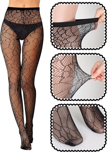 Bencailor Women Fishnet Stocking Tight Skull Spider Web Legging Tight Small Hole Pattern High Pantyhose Waist Lace in Saudi Arabia