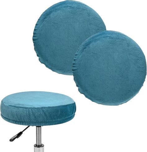 2-Pack Bar Stool Covers Round, for 12-14 Inch Velvet Washable Stool Cushion Slipcover with Elastic Bands for Bar Stool/Round Cushion [Black] in Saudi Arabia