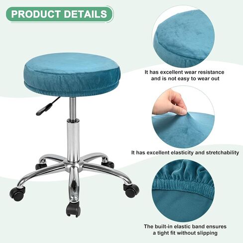 2-Pack Bar Stool Covers Round, for 12-14 Inch Velvet Washable Stool Cushion Slipcover with Elastic Bands for Bar Stool/Round Cushion [Black] in Saudi Arabia