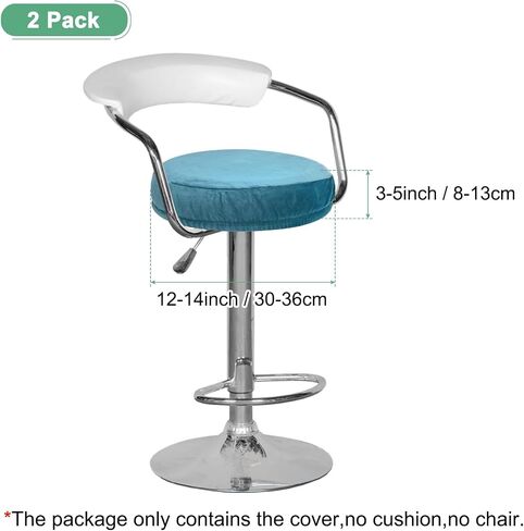 2-Pack Bar Stool Covers Round, for 12-14 Inch Velvet Washable Stool Cushion Slipcover with Elastic Bands for Bar Stool/Round Cushion [Black] in Saudi Arabia