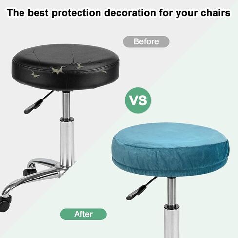 2-Pack Bar Stool Covers Round, for 12-14 Inch Velvet Washable Stool Cushion Slipcover with Elastic Bands for Bar Stool/Round Cushion [Black] in Saudi Arabia