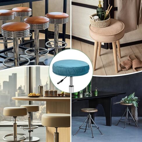 2-Pack Bar Stool Covers Round, for 12-14 Inch Velvet Washable Stool Cushion Slipcover with Elastic Bands for Bar Stool/Round Cushion [Black] in Saudi Arabia