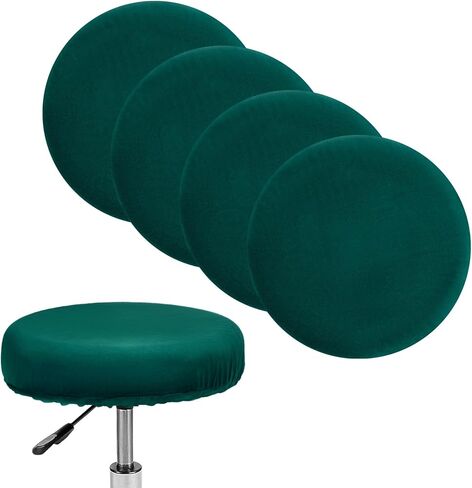 2-Pack Bar Stool Covers Round, for 12-14 Inch Velvet Washable Stool Cushion Slipcover with Elastic Bands for Bar Stool/Round Cushion [Black] in Saudi Arabia