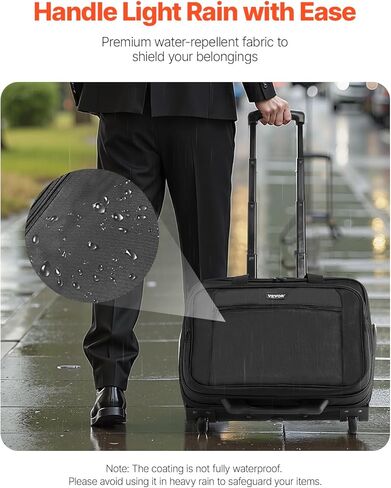 VEVOR Unisex's Briefcase with Wheels Rolling Laptop Bag Black Fits, 15.6 Inch in Kuwait