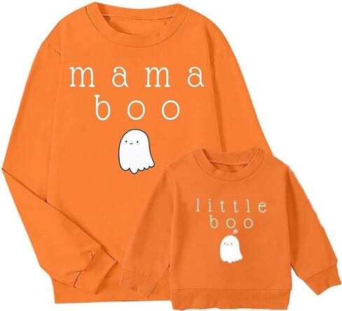 JINTING Mommy and Me Matching Outfits Halloween Little Boo Sweatshirt Spooky Mama Long Sleeve Shirt Tops in Saudi Arabia