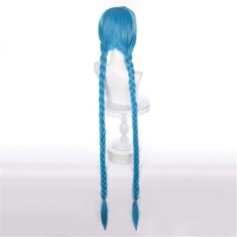 jinx cosplay wig 125cm/4ft for animated LOL Battle of the Twin Cities long dual Braid Heat Resistant Synthetic Hair Wigs in Kuwait