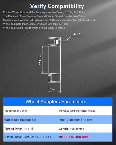 ECCPP 6x135 to 5x5 Wheel Spacer 2" Wheel Adapter fit for for Ford for F-150 2004-2013 for Lincoln for Navigator 2003-2013 in Saudi Arabia