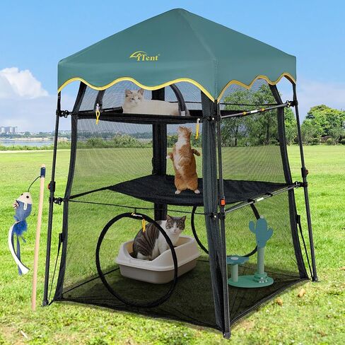 Cat Enclosure Kitten and Cat Tower Tent for Indoor and Outdoor,3 Tier Cat Cage Inside, X-Large Outdoor Catio,Portable and Foldable,Two Doors Design can Assemble More Shapes (Patented) in Kuwait