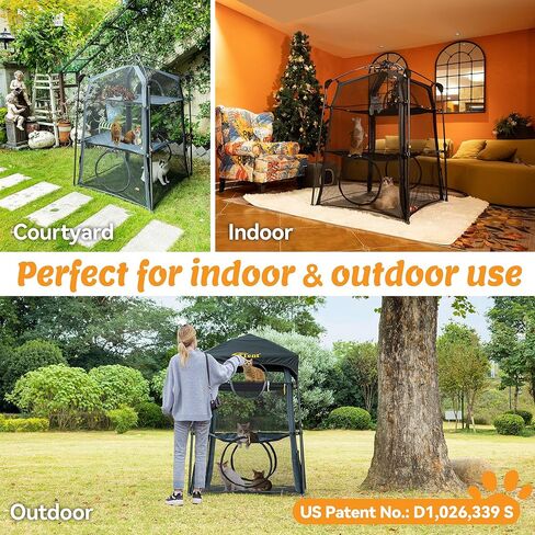 Cat Enclosure Kitten and Cat Tower Tent for Indoor and Outdoor,3 Tier Cat Cage Inside, X-Large Outdoor Catio,Portable and Foldable,Two Doors Design can Assemble More Shapes (Patented) in Kuwait