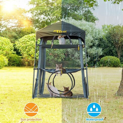 Cat Enclosure Kitten and Cat Tower Tent for Indoor and Outdoor,3 Tier Cat Cage Inside, X-Large Outdoor Catio,Portable and Foldable,Two Doors Design can Assemble More Shapes (Patented) in Kuwait