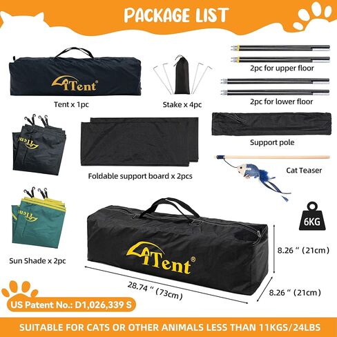 Cat Enclosure Kitten and Cat Tower Tent for Indoor and Outdoor,3 Tier Cat Cage Inside, X-Large Outdoor Catio,Portable and Foldable,Two Doors Design can Assemble More Shapes (Patented) in Kuwait