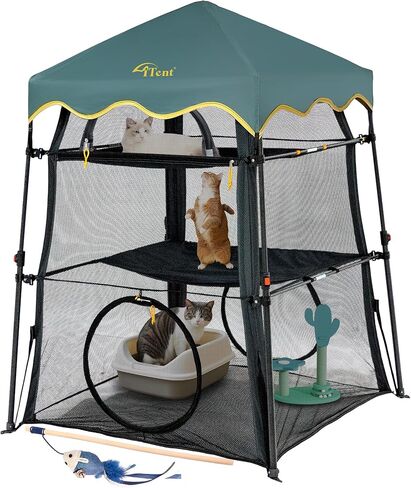 Cat Enclosure Kitten and Cat Tower Tent for Indoor and Outdoor,3 Tier Cat Cage Inside, X-Large Outdoor Catio,Portable and Foldable,Two Doors Design can Assemble More Shapes (Patented) in Kuwait