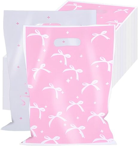 Canipha 50pcs Pink Bow Gift Face Fore Favors ، حقائب الحلوى ، Bow Goodie Dags ، Pink Bow Party Favors Light Color Goodie لحفل عيد ميلاد مناسب للأحداث ذات الطابع in Kuwait