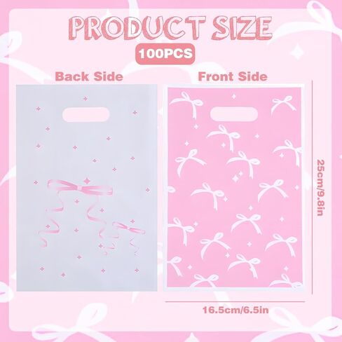 Canipha 50pcs Pink Bow Gift Face Fore Favors ، حقائب الحلوى ، Bow Goodie Dags ، Pink Bow Party Favors Light Color Goodie لحفل عيد ميلاد مناسب للأحداث ذات الطابع in Kuwait