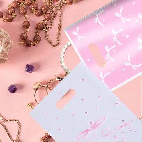 Canipha 50pcs Pink Bow Gift Face Fore Favors ، حقائب الحلوى ، Bow Goodie Dags ، Pink Bow Party Favors Light Color Goodie لحفل عيد ميلاد مناسب للأحداث ذات الطابع in Kuwait