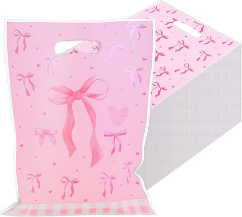 Canipha 50pcs Pink Bow Gift Face Fore Favors ، حقائب الحلوى ، Bow Goodie Dags ، Pink Bow Party Favors Light Color Goodie لحفل عيد ميلاد مناسب للأحداث ذات الطابع in Kuwait