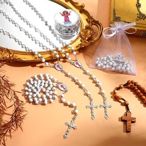 Tondiamo 12 PCS المعمودية الوردية الإلهية يسوع الأول بالتواصل المقدس للمسؤولات القلادة القلادة المعطرة على ضيف الحدث الديني معمودية هدية التذكارية هدية التذكارية in Kuwait