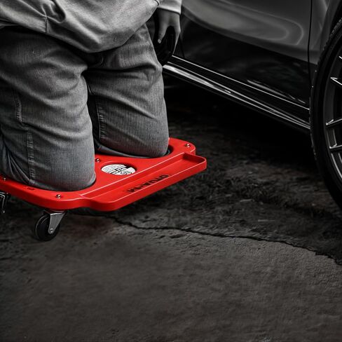 M-AUTO Rolling Knee Creeper Durable Knee Pads with Full 360 Degree Turn Casters and Tool Tray, Garage Kneeling Pads on Swivel Castors for Home Workshop Auto Repairing Maintaining, Black in Saudi Arabia