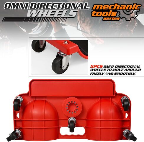 M-AUTO Rolling Knee Creeper Durable Knee Pads with Full 360 Degree Turn Casters and Tool Tray, Garage Kneeling Pads on Swivel Castors for Home Workshop Auto Repairing Maintaining, Black in Saudi Arabia