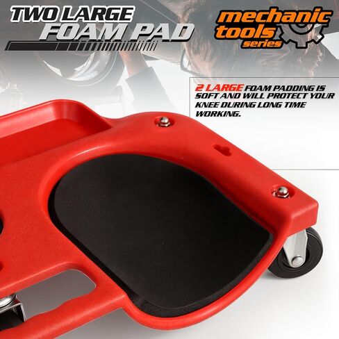 M-AUTO Rolling Knee Creeper Durable Knee Pads with Full 360 Degree Turn Casters and Tool Tray, Garage Kneeling Pads on Swivel Castors for Home Workshop Auto Repairing Maintaining, Black in Saudi Arabia