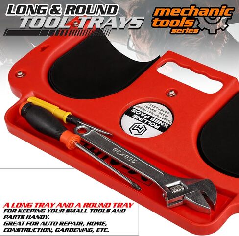 M-AUTO Rolling Knee Creeper Durable Knee Pads with Full 360 Degree Turn Casters and Tool Tray, Garage Kneeling Pads on Swivel Castors for Home Workshop Auto Repairing Maintaining, Black in Saudi Arabia