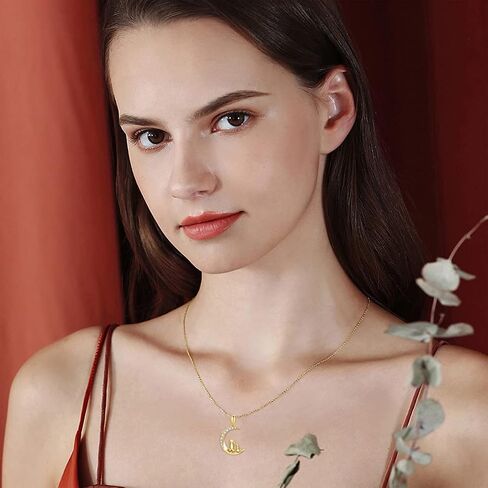 SISGEM 14k Gold Dog and Cat Moon Pendant Necklace for Women, Jewelry for Wife/Girlfriend, Birthday Gifts for Her, 16-18 Inches in Saudi Arabia