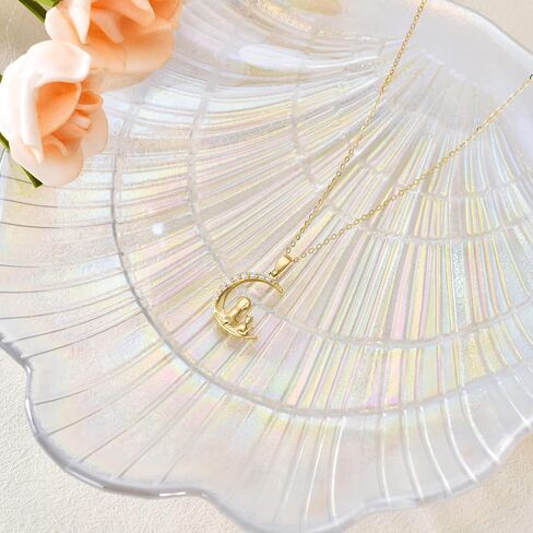 SISGEM 14k Gold Dog and Cat Moon Pendant Necklace for Women, Jewelry for Wife/Girlfriend, Birthday Gifts for Her, 16-18 Inches in Saudi Arabia
