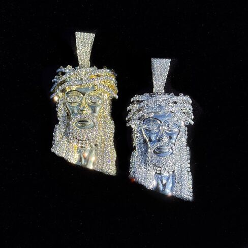 ICE STAR Men's Iced-Out Thorn Crown Jesus Pendant Necklace with 24" Rope Chain - Hip-Hop Jewelry with Simulated Crystals in Saudi Arabia