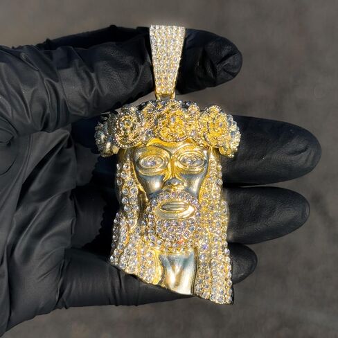 ICE STAR Men's Iced-Out Thorn Crown Jesus Pendant Necklace with 24" Rope Chain - Hip-Hop Jewelry with Simulated Crystals in Saudi Arabia