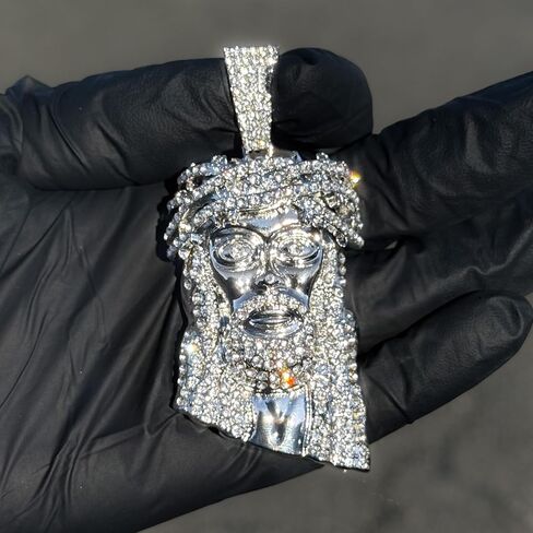 ICE STAR Men's Iced-Out Thorn Crown Jesus Pendant Necklace with 24" Rope Chain - Hip-Hop Jewelry with Simulated Crystals in Saudi Arabia