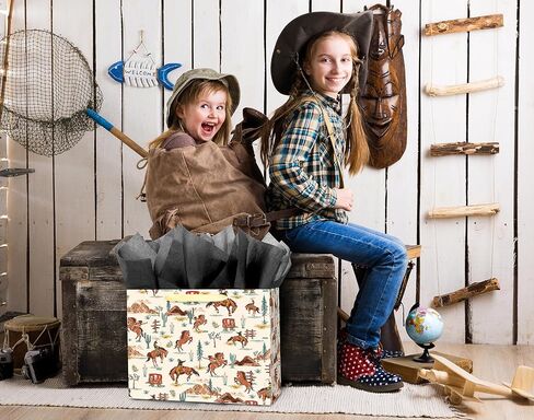 Linelglobal Large Cowboy Gift Bag with Tissue Ppaer for Men Birthday Western Theme Party Rodeo Stuffer 12.6" in Saudi Arabia