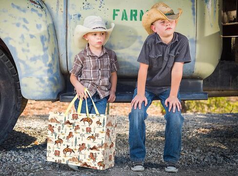 Linelglobal Large Cowboy Gift Bag with Tissue Ppaer for Men Birthday Western Theme Party Rodeo Stuffer 12.6" in Saudi Arabia