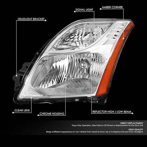 DNA MOTORING Left OE Style Headlight Compatible with 2010-2012 Nissan Sentra Base S SL,OEM-HL-0198-L in Saudi Arabia