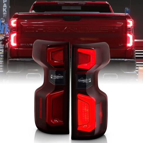 Acanii - لـ [الطراز المتوهج] 2019-2023 Chevy Silverado 1500 Red Smoked LED Tube Lights مصابيح زوج اليسار+اليمين in Saudi Arabia