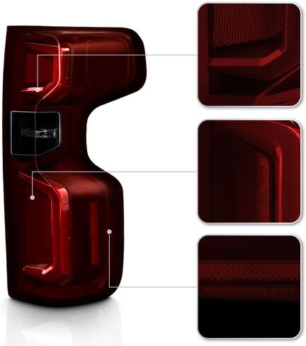Acanii - لـ [الطراز المتوهج] 2019-2023 Chevy Silverado 1500 Red Smoked LED Tube Lights مصابيح زوج اليسار+اليمين in Saudi Arabia