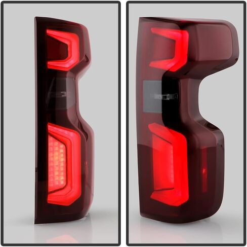 Acanii - لـ [الطراز المتوهج] 2019-2023 Chevy Silverado 1500 Red Smoked LED Tube Lights مصابيح زوج اليسار+اليمين in Saudi Arabia