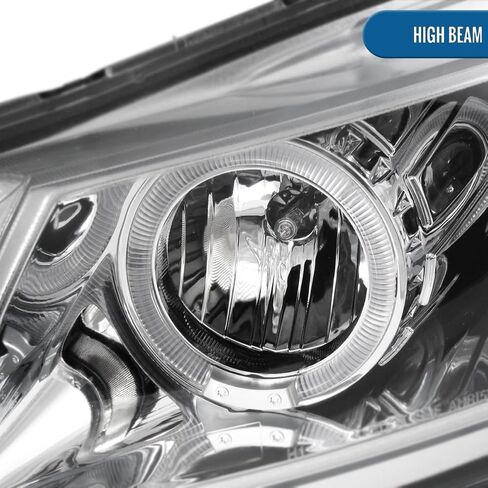 Ronnin - Fits 2008-2012 Honda Accord 2Dr Coupe LED Dual Halo Rims Running Lights Projector Headlights Assembly Pair | Black Smoke in Saudi Arabia