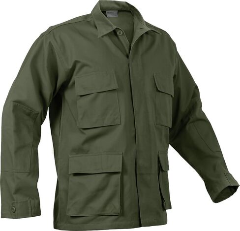 Military Men's 100% Cotton Rip Stop BDU Shirt, Made in USA in Saudi Arabia