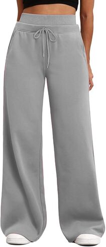 Womens Wide Leg Sweatpants Double Waisted Loose Sweat Pants with Pockets Fleece Lined Fall Winter Long Pant in Kuwait