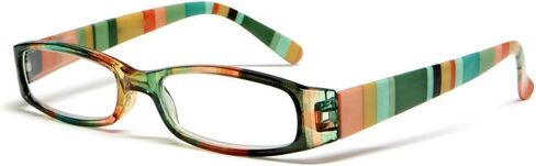 Calabria R576 Colorful Stripe Reading Glasses Tinted Sun or Clear Lens Women Trendy Readers Lightweight w/Soft Slip In Case in Saudi Arabia