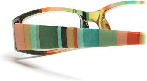 Calabria R576 Colorful Stripe Reading Glasses Tinted Sun or Clear Lens Women Trendy Readers Lightweight w/Soft Slip In Case in Saudi Arabia