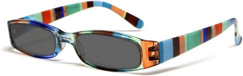 Calabria R576 Colorful Stripe Reading Glasses Tinted Sun or Clear Lens Women Trendy Readers Lightweight w/Soft Slip In Case in Saudi Arabia