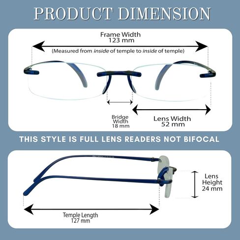 نظارات قراءة Prosport Rimless Lens Reader Ultra خفيفة الوزن مرنة النساء in Saudi Arabia