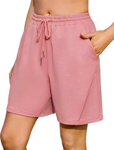 Quenteen Women's Athletic Shorts High Waisted Bermuda Casual Cotton Sweat Short Running Walking in Saudi Arabia